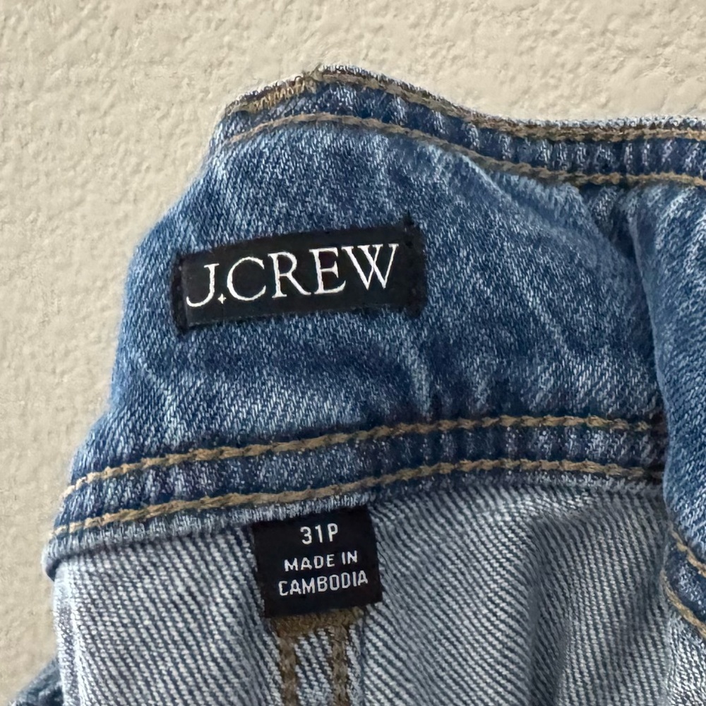 J. Crew Slim Wide Leg Jeans Petite 31 Denim Blue Stacked Buttons Modern Classic - Picture 13 of 13